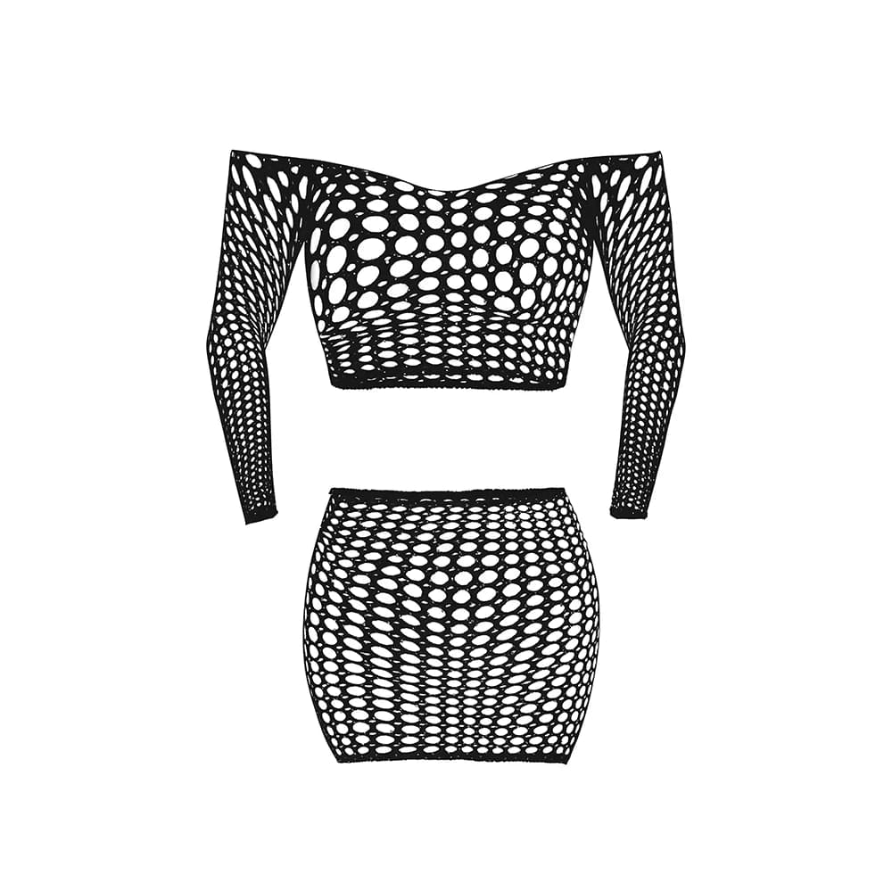 Magic Silk Seamless Off Shoulder Crop Top & Skirt Black O/S thumbnail 5