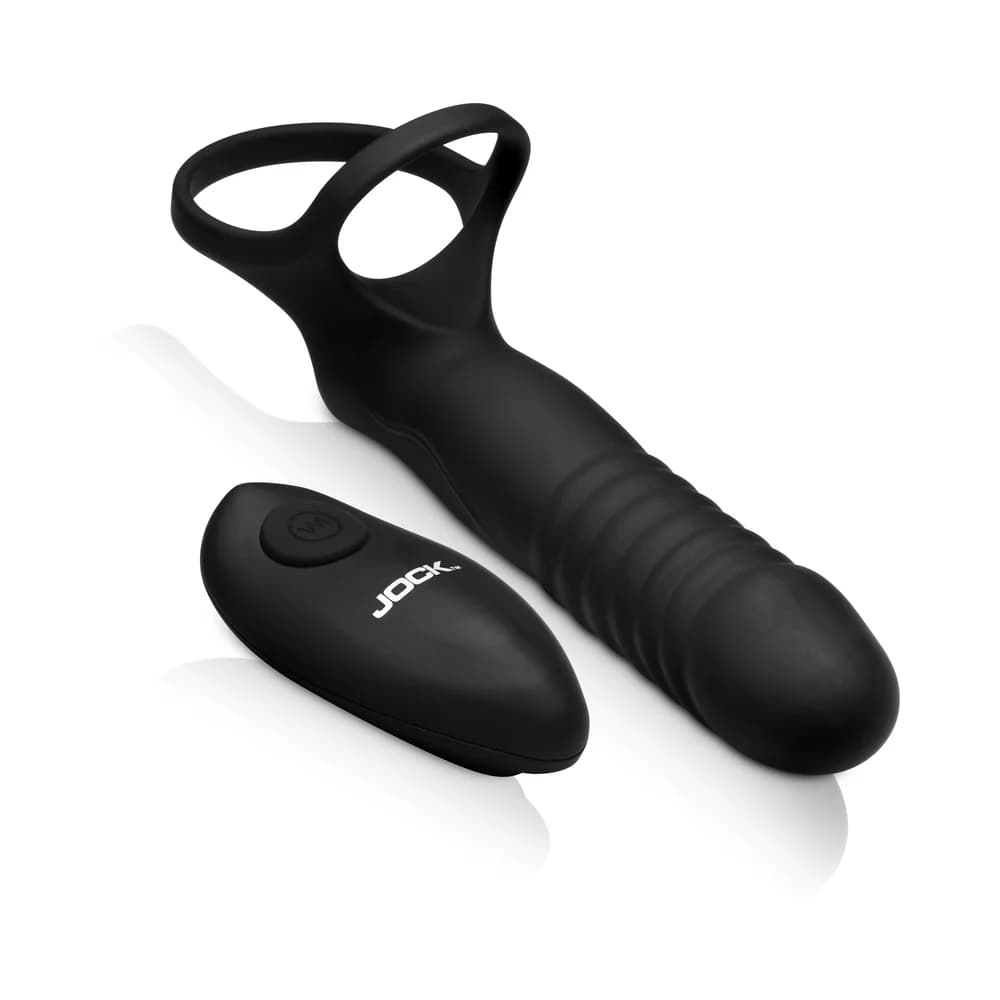 JOCK Enhancers Double Thrust Thrusting & Vibrating Double Penetration C-Ring w/ Remote thumbnail 2