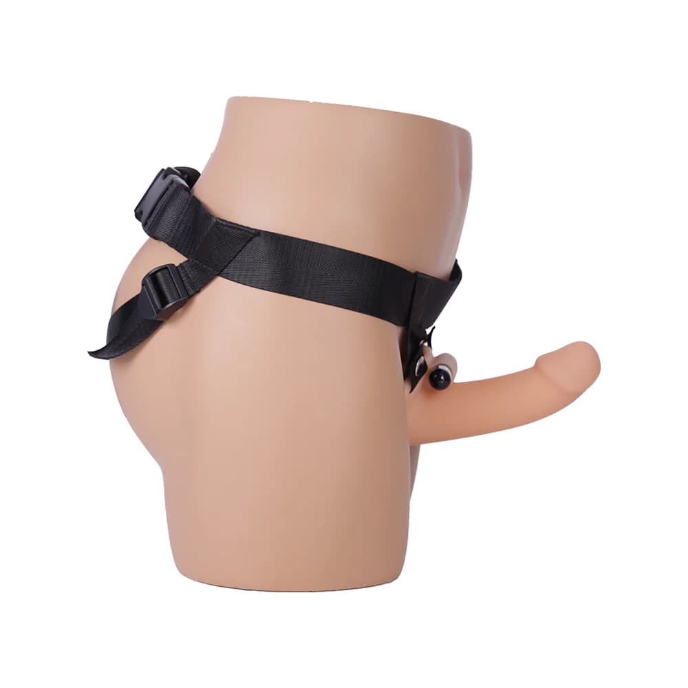 Addiction 7 in. Silicone Hollow Dong Strap-On Beige thumbnail 3