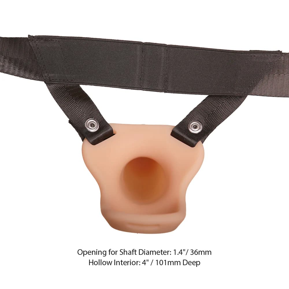 Addiction 7 in. Silicone Hollow Dong Strap-On Beige thumbnail 5