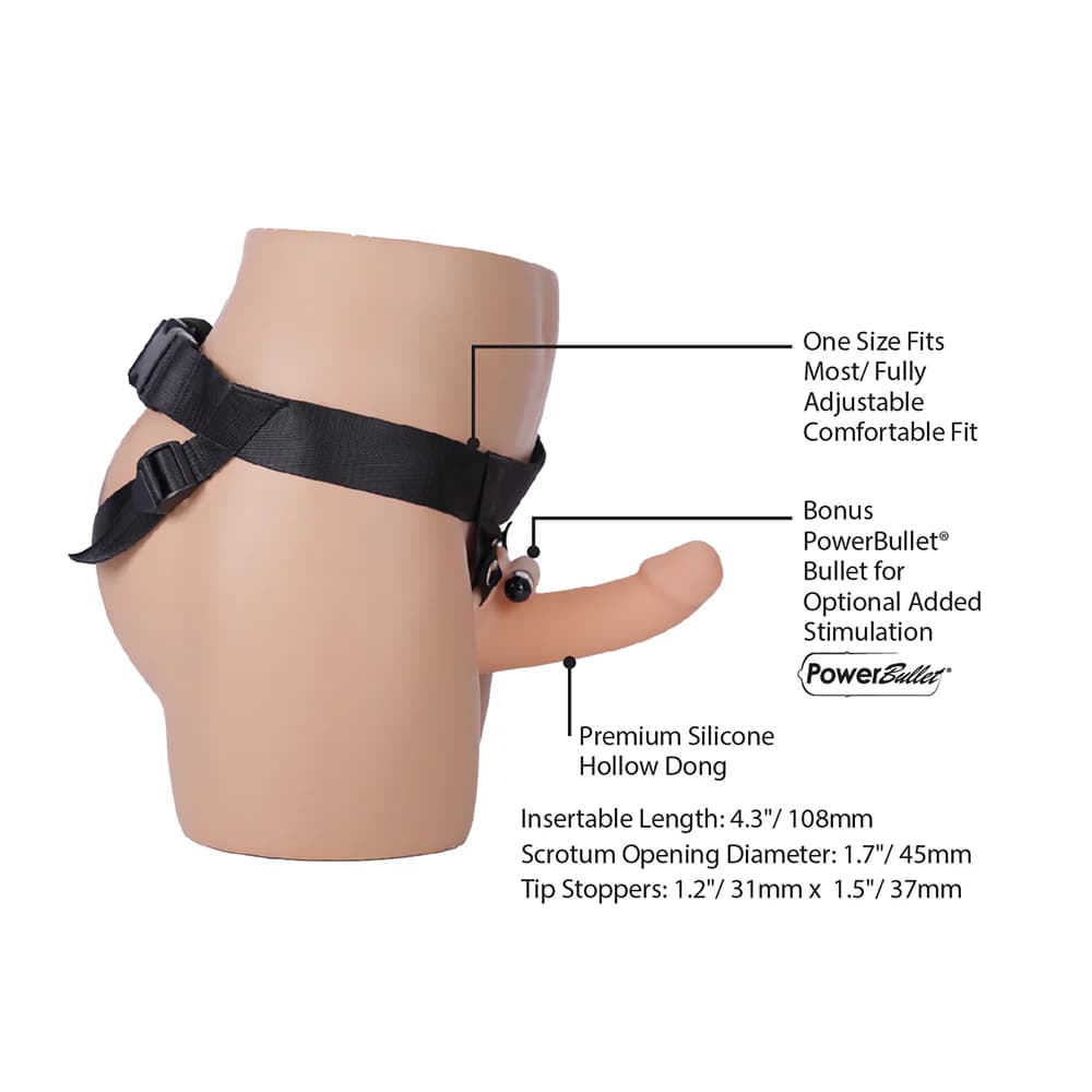 Addiction 7 in. Silicone Hollow Dong Strap-On Beige thumbnail 6