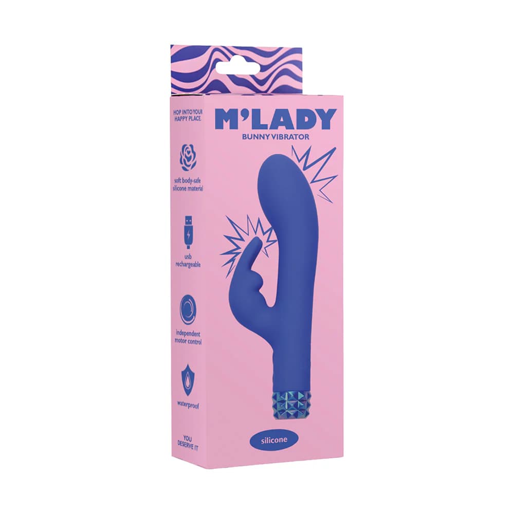 M'Lady Bunny Vibrator 6 in. Blue thumbnail 8