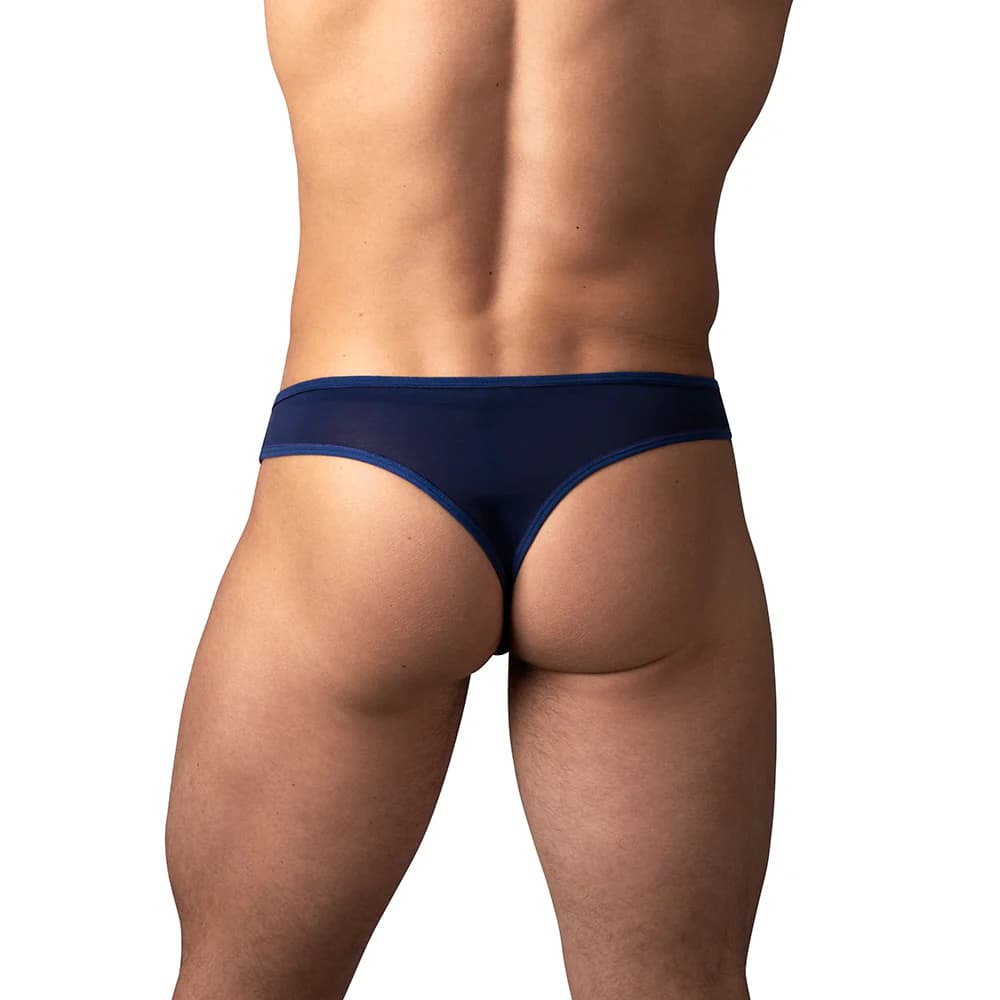 Male Power Sassy Lace Open Ring Thong Navy L/XL thumbnail 3