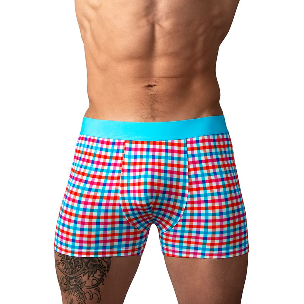 Male Power So Cumfy Gingham Boxer Brief Turquoise S thumbnail 2