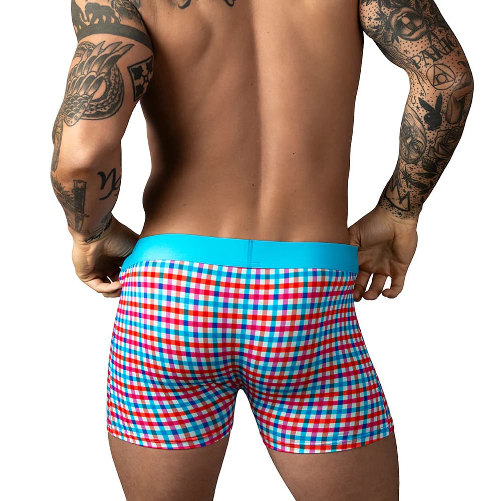 Male Power So Cumfy Gingham Boxer Brief Turquoise M thumbnail 3