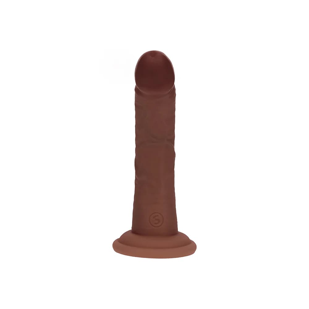 Realrock Dual Density Silicone Realistic Curved Dildo 6 in. Brown thumbnail 3