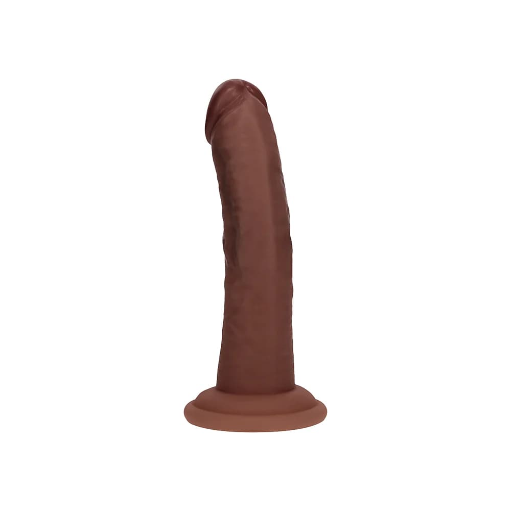 Realrock Dual Density Silicone Realistic Curved Dildo 6 in. Brown thumbnail 4