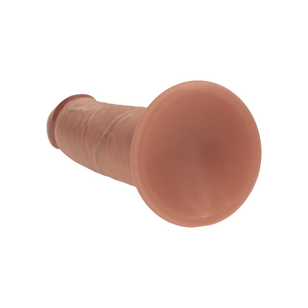 Realrock Dual Density Silicone Sliding Skin Dildo 8 in. Tan thumbnail 5