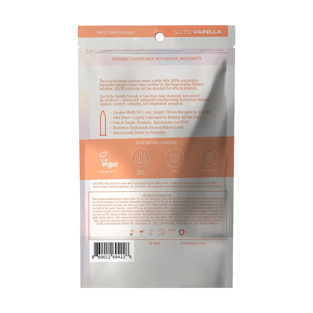GLYDE Ultrathin Latex Condom Vanilla Flavored 12-Count thumbnail 2