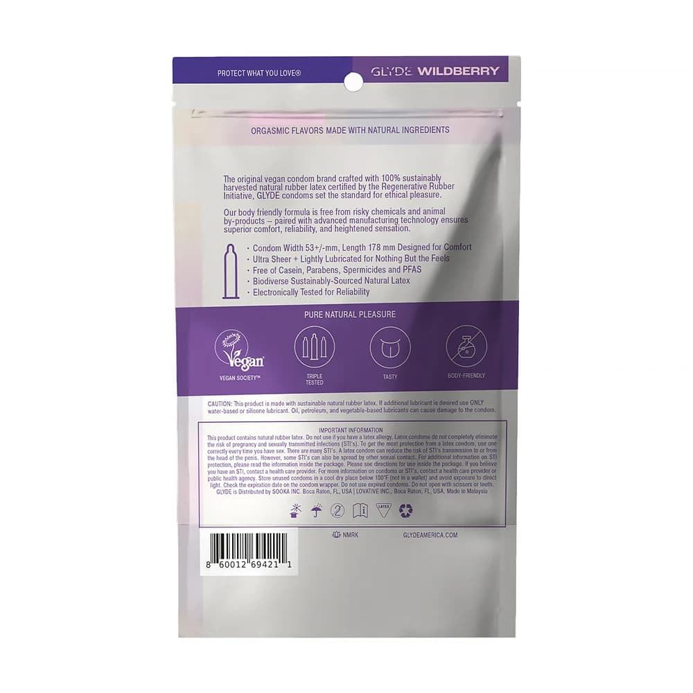 GLYDE Ultrathin Latex Condom Wildberry Flavored 12-Count thumbnail 2