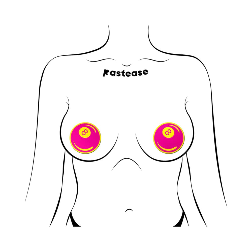 Pastease Neon Pink & Yellow 8-Ball Breast Pasties thumbnail 2