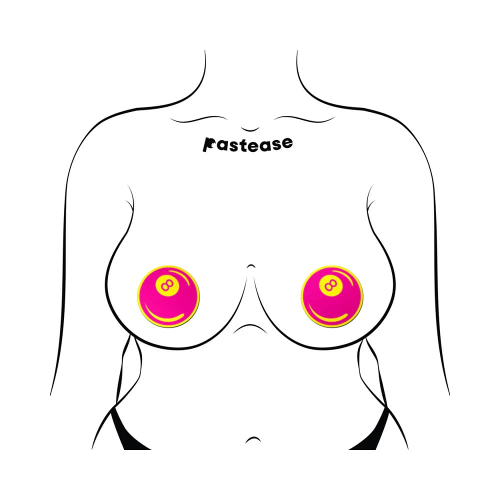 Pastease Neon Pink & Yellow 8-Ball Breast Pasties thumbnail 3