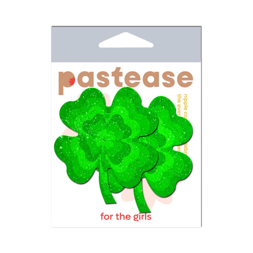 Pastease Four Leaf Clover Green Glitter Velvet Pumping Shamrock Nipple Pasties thumbnail 5