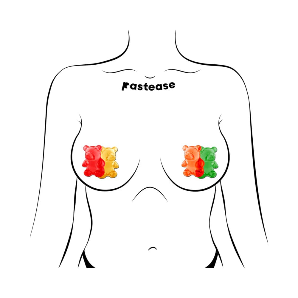 Pastease Gummy Bear Breast Pasties Red/Yellow & Orange/Green thumbnail 2