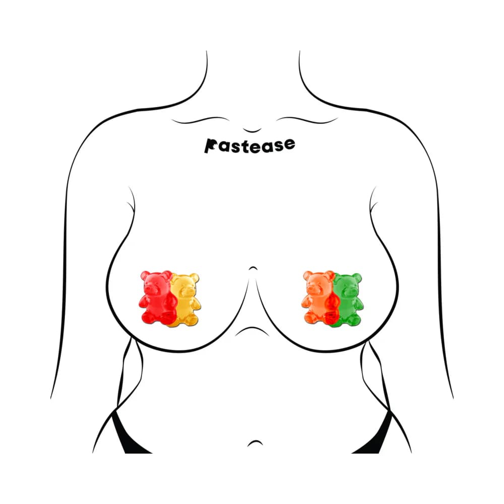 Pastease Gummy Bear Breast Pasties Red/Yellow & Orange/Green thumbnail 3