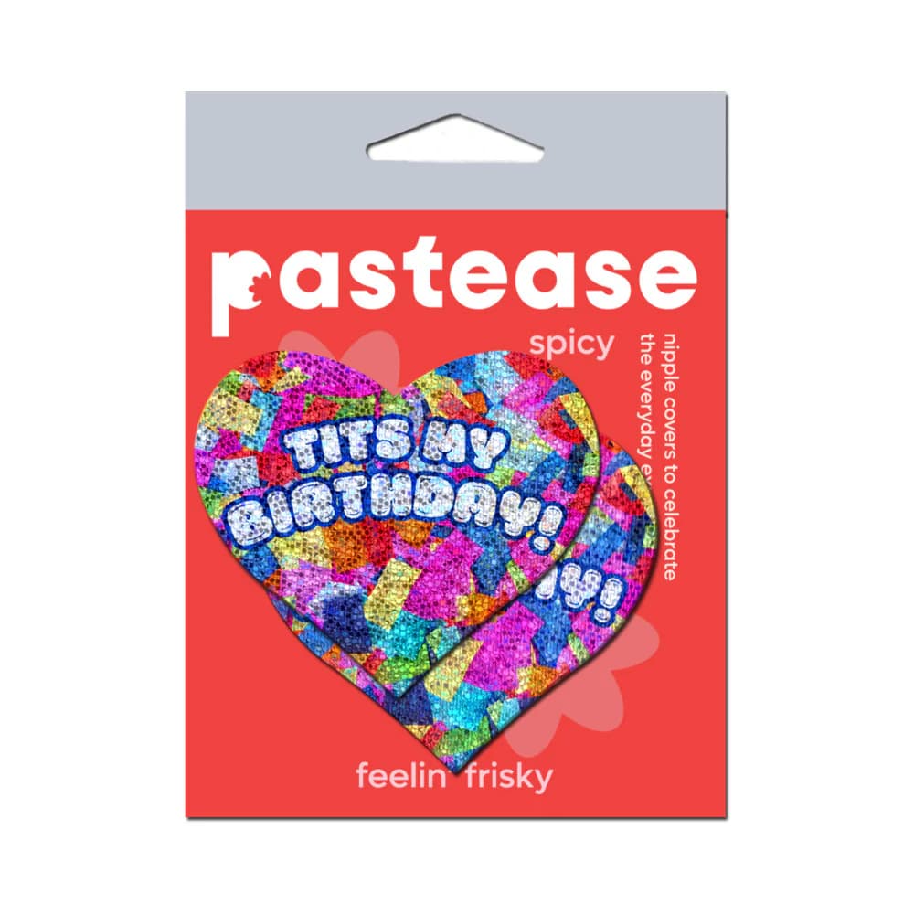 Pastease Tits My Birthday! Heart Breast Pasties with Confetti thumbnail 4