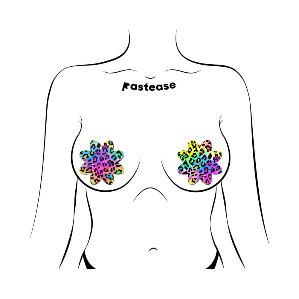 Pastease Rainbow Cheetah Leopard Print Petal Breast Pasties thumbnail 2