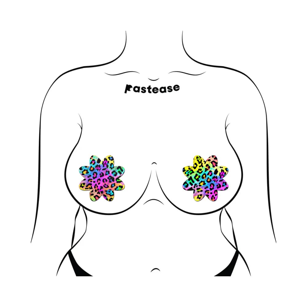 Pastease Rainbow Cheetah Leopard Print Petal Breast Pasties thumbnail 3