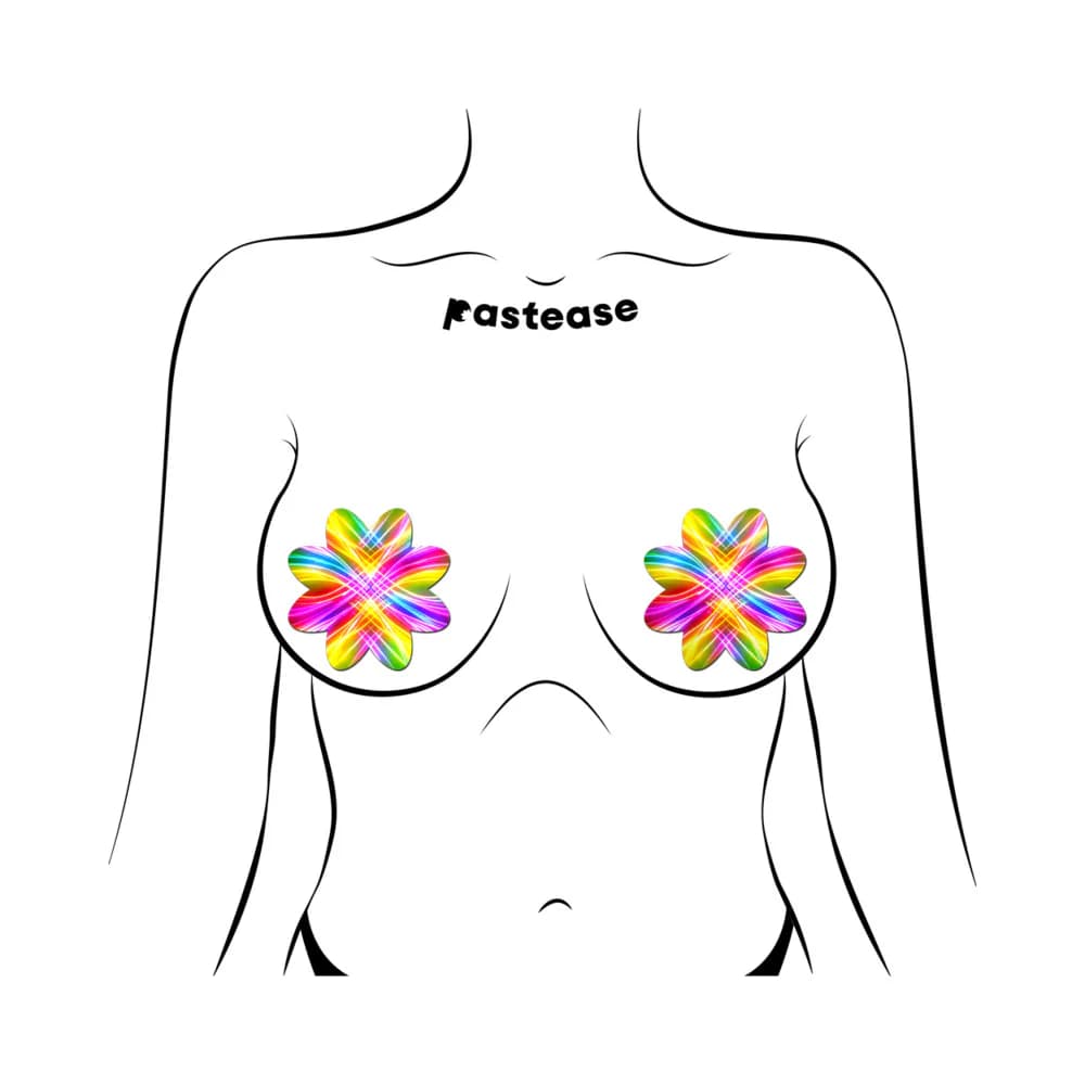 Pastease Electric Rainbow Fractal Laser Petal Breast Pasties thumbnail 2