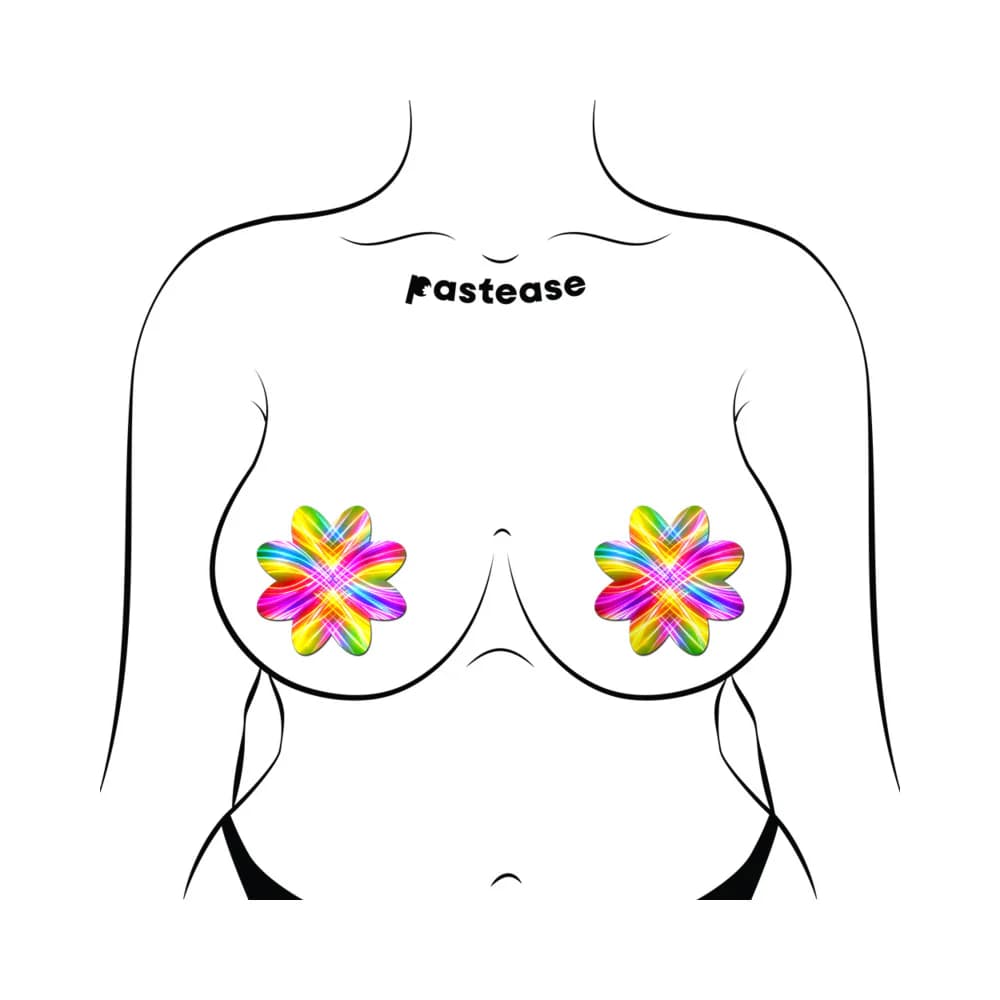 Pastease Electric Rainbow Fractal Laser Petal Breast Pasties thumbnail 3