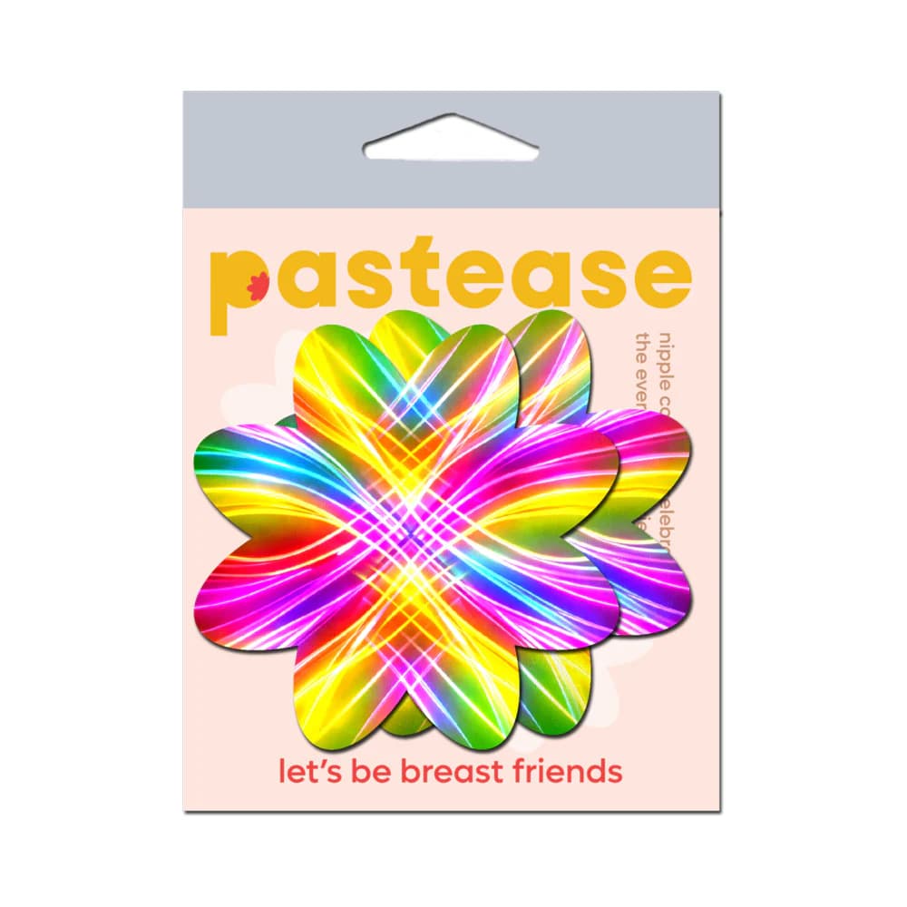 Pastease Electric Rainbow Fractal Laser Petal Breast Pasties thumbnail 4