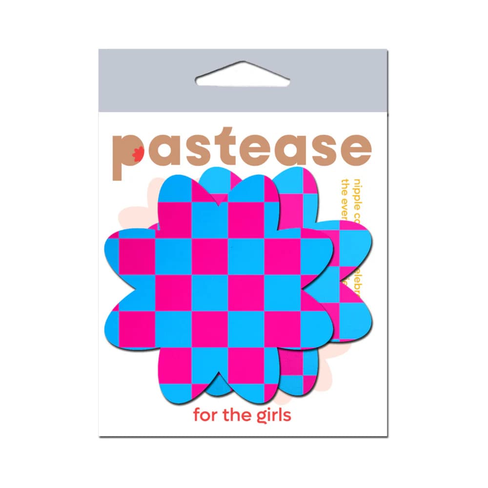 Pastease Neon Checkered Pink & Blue Petal Breast Pasties thumbnail 4