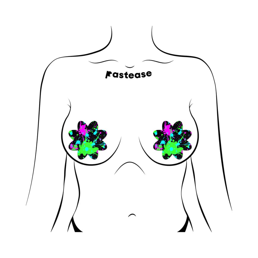 Pastease Vibrant Neon Paint Splatter Petal Breast Pasties thumbnail 2