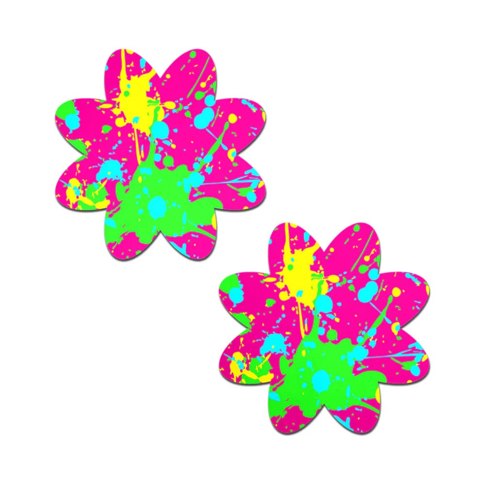 Pastease Neon Pink Graffiti Paint Splatter Petal Breast Pasties