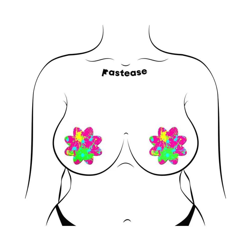 Pastease Neon Pink Graffiti Paint Splatter Petal Breast Pasties thumbnail 3
