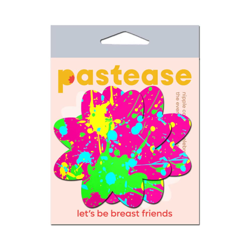 Pastease Neon Pink Graffiti Paint Splatter Petal Breast Pasties thumbnail 4