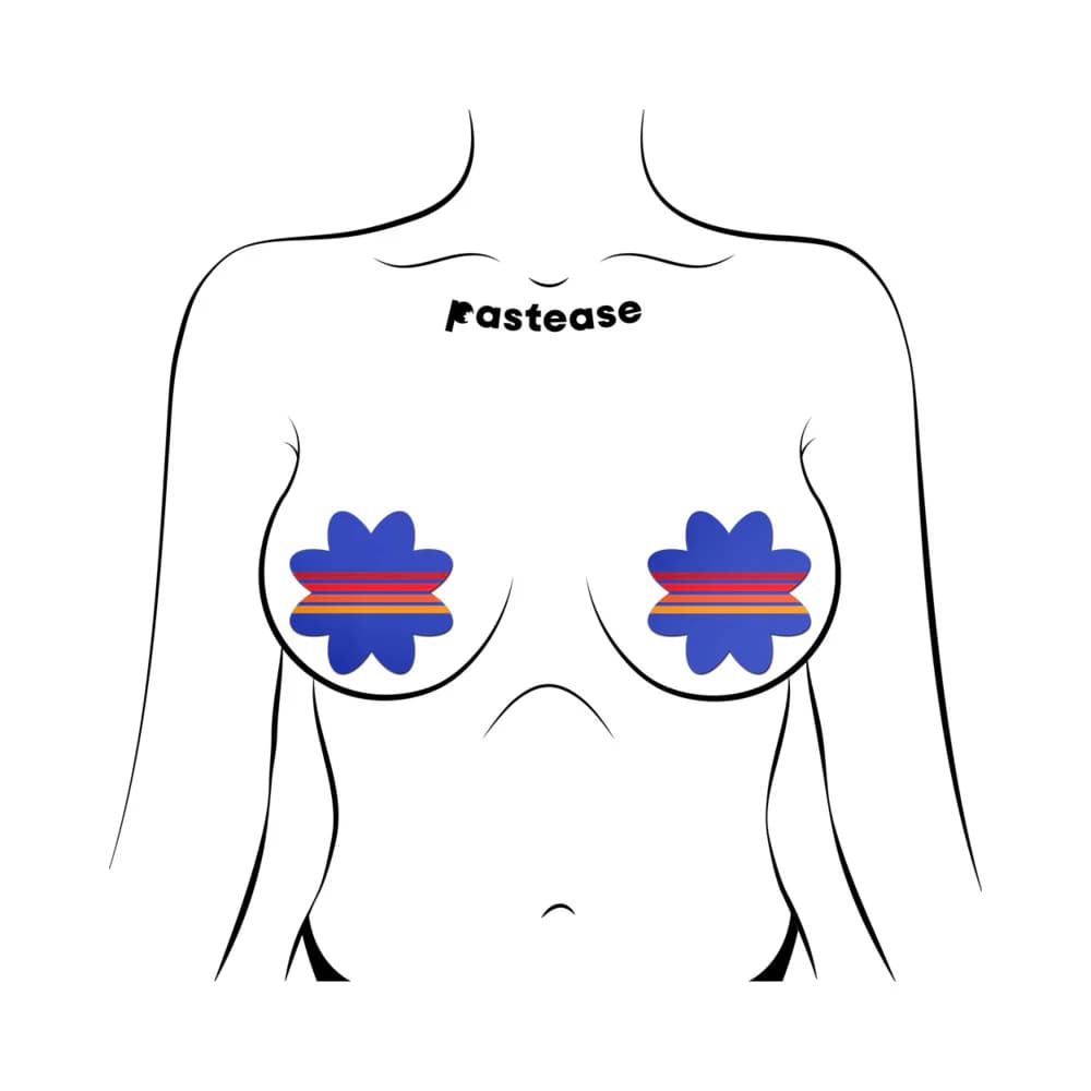 Pastease Vibrant Retro Stripes on Blue Petal Breast Pasties thumbnail 2