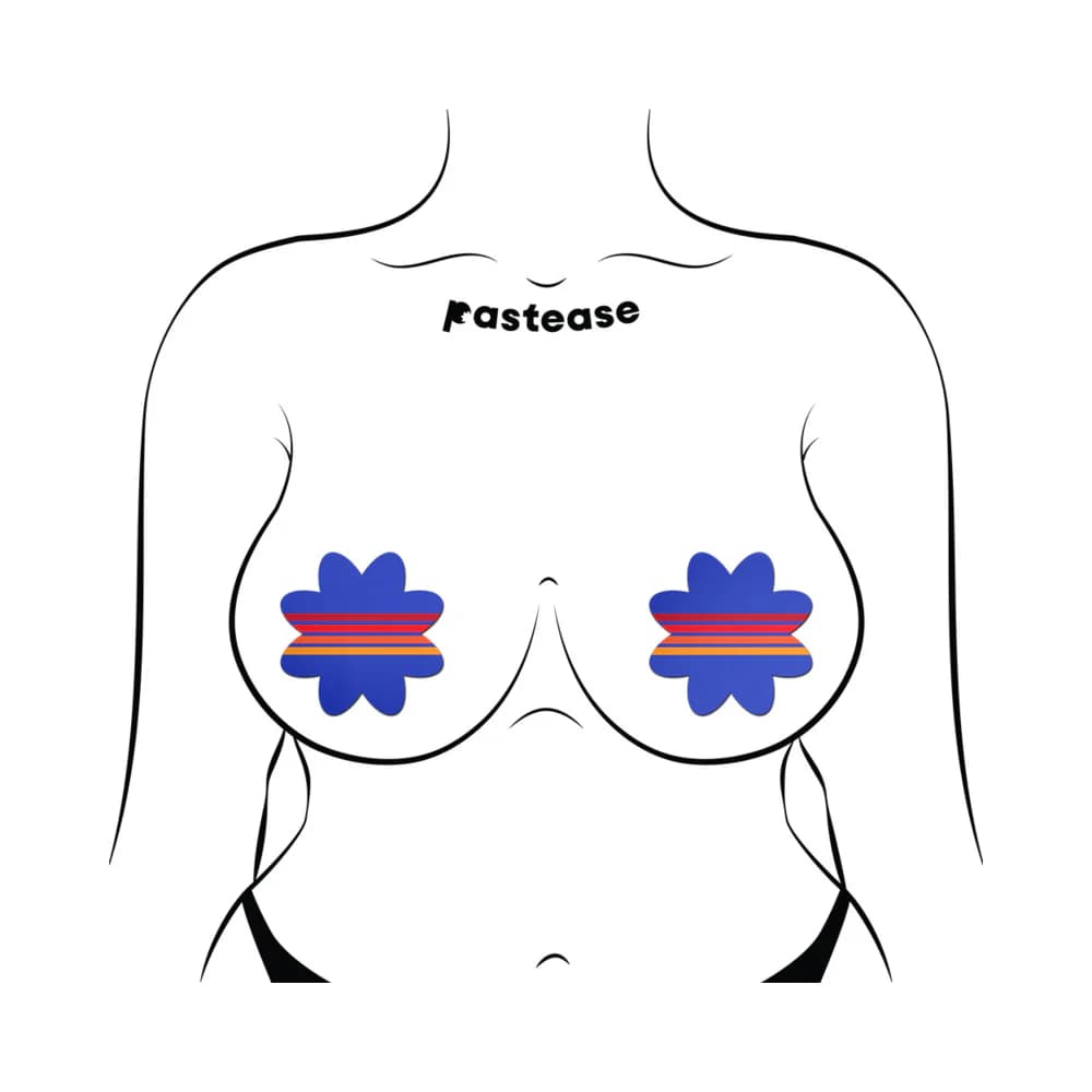 Pastease Vibrant Retro Stripes on Blue Petal Breast Pasties thumbnail 3