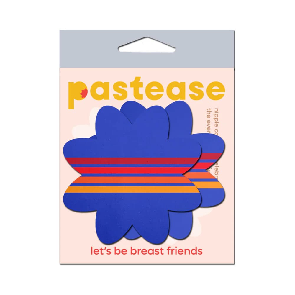 Pastease Vibrant Retro Stripes on Blue Petal Breast Pasties thumbnail 4