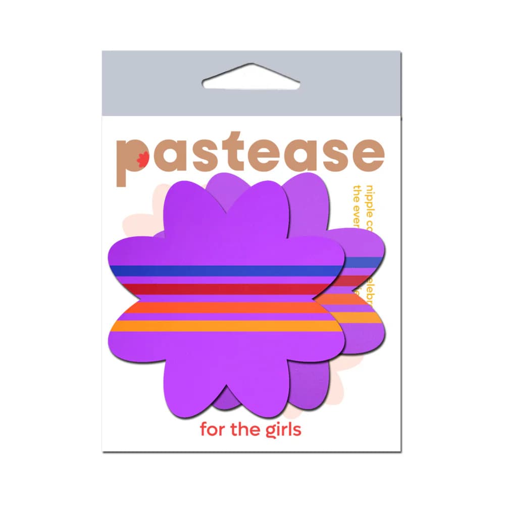 Pastease Colorful Retro Stripes on Purple Petal Breast Pasties thumbnail 4