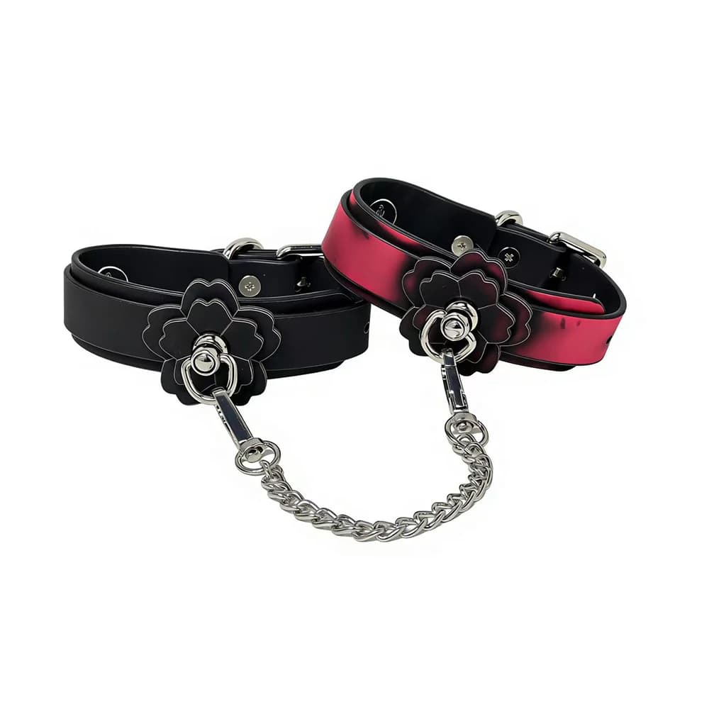 Heat Tease Flower Cuffs Black/Pink thumbnail 3