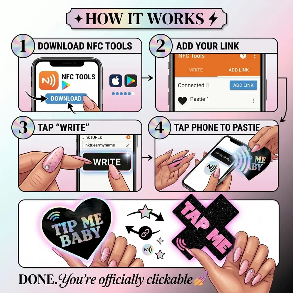 Neva Nude Treat Me Holographic Heart Smart NFC Pasties thumbnail 3