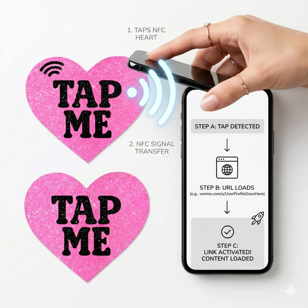 Neva Nude Worth the Tap Hot Pink Heart Smart NFC Pasties thumbnail 4