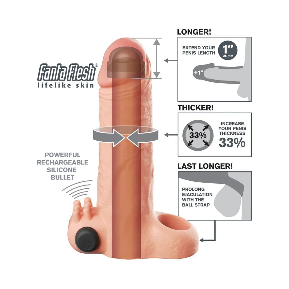 Fantasy X-Tensions Vibrating Real Feel Extension 1 in. Light thumbnail 4