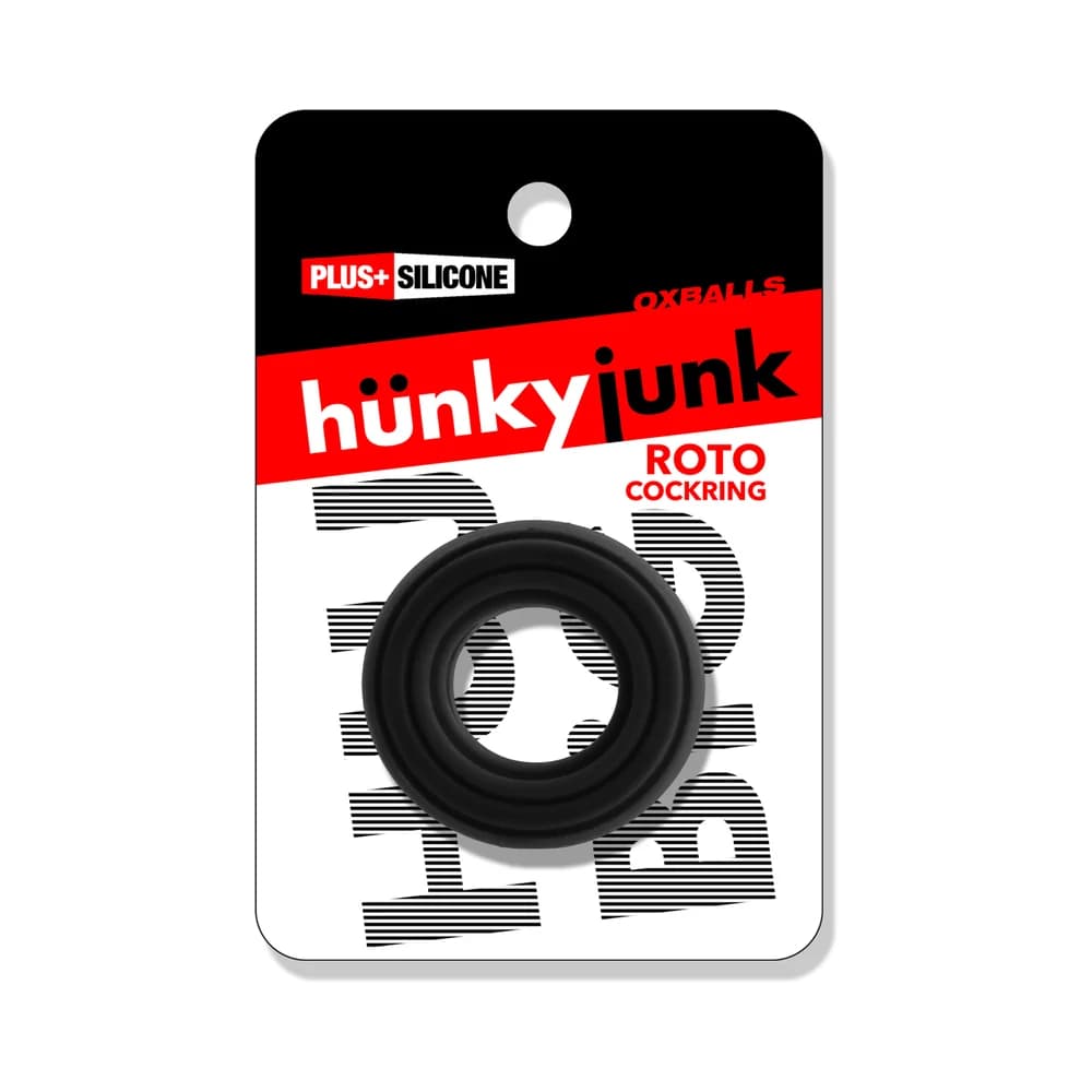 Hunkyjunk Roto Grooved Gripper-Ribbed Cockring Black Fog thumbnail 8