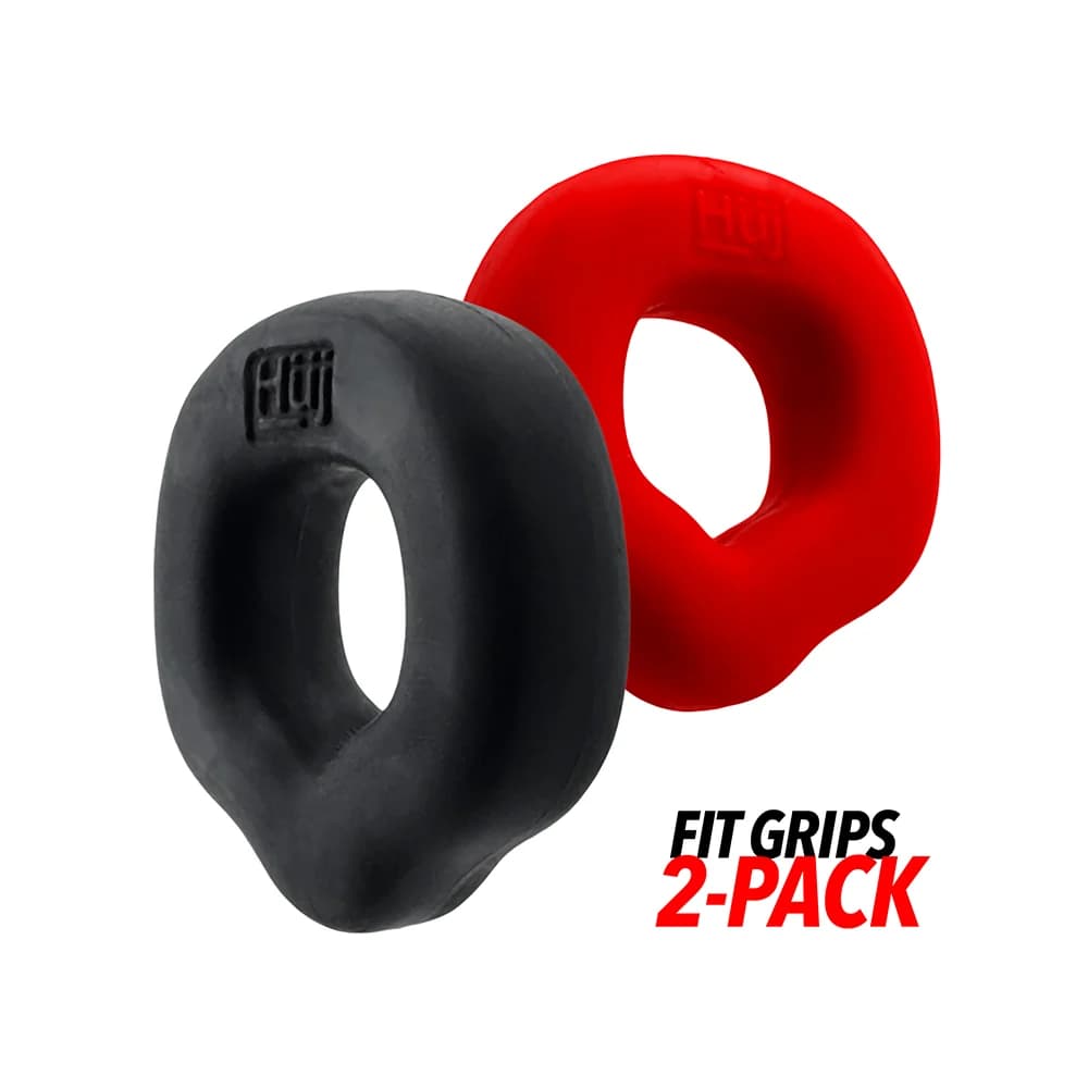 Hunkyjunk Fit Grips 2-Pack Ergo-Fit Cockrings Black/Red thumbnail 3
