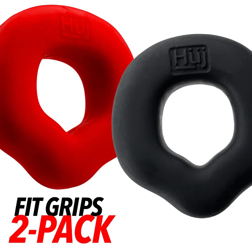 Hunkyjunk Fit Grips 2-Pack Ergo-Fit Cockrings Black/Red thumbnail 4