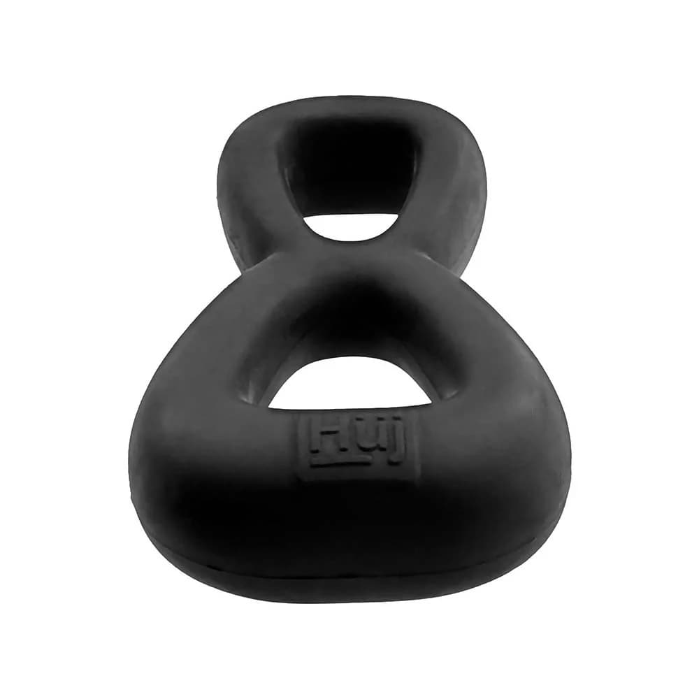 Hunkyjunk Boomerang Double-Ring Cockring & Nut-Tugger Black Fog thumbnail 3